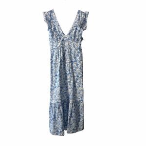 Skies Are Blue Blue Toile Print Midi Dress XL NWT Tie Back